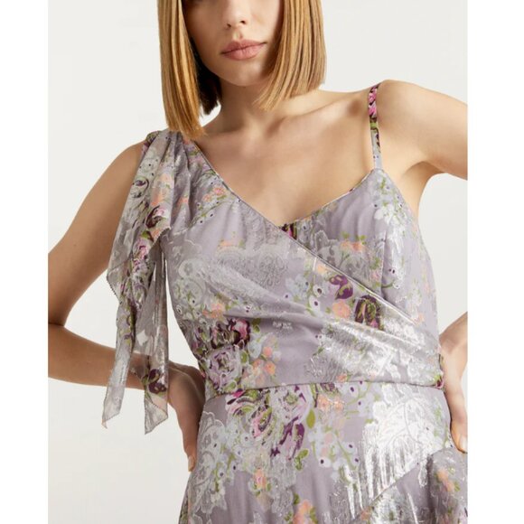 cinq a sep Women's Gray Multi Lurex Claudette Floral Trevor Dress - Picture 4 of 6